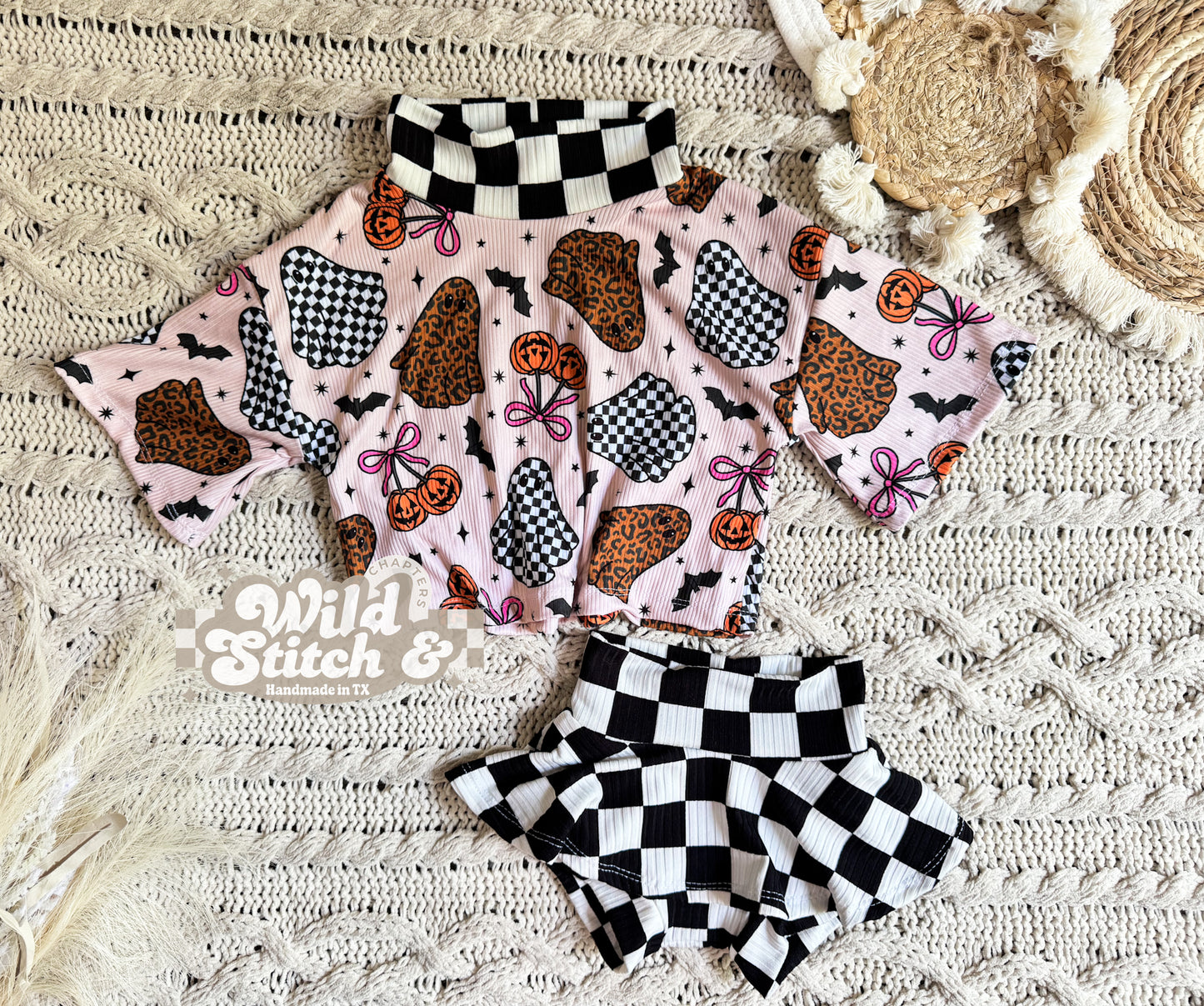 RTS 3/6M Ghostly Checkered Halloween Set