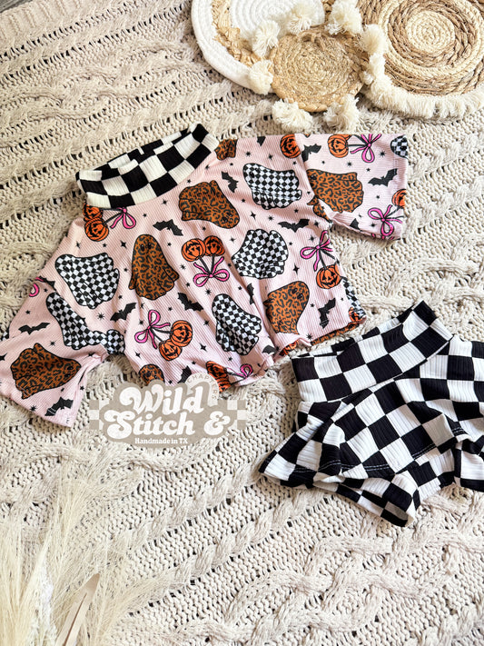 RTS 3/6M Ghostly Checkered Halloween Set